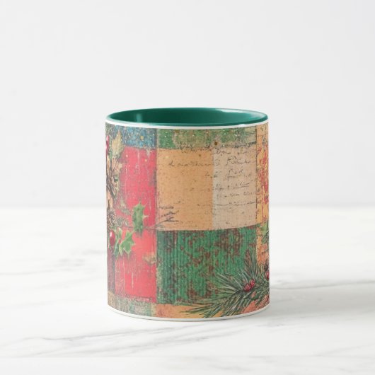 Tasse Christmas Collage Junk Journal Var01 Mok (Midden)