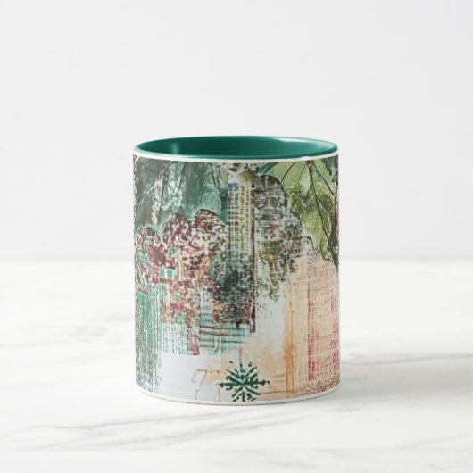Tasse Christmas Collage Junk Journal Var10 Mok (Midden)