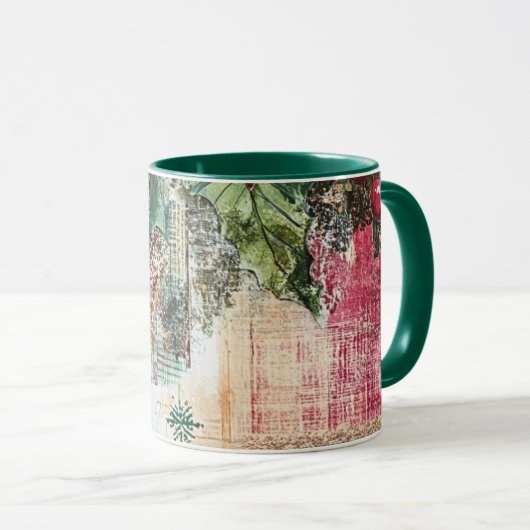 Tasse Christmas Collage Junk Journal Var10 Mok (Voorkant rechts)