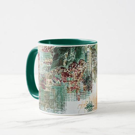 Tasse Christmas Collage Junk Journal Var10 Mok (Voorkant links)