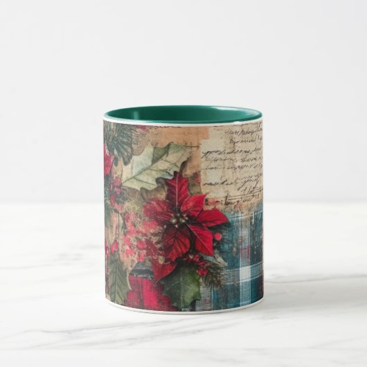 Tasse Christmas Collage Junk Journal Var21 Mok (Midden)