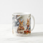 Tasse de Noël illustrée de jolis lapins Koffiemok (Voorkant rechts)