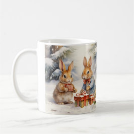 Tasse de Noël illustrée de jolis lapins Koffiemok