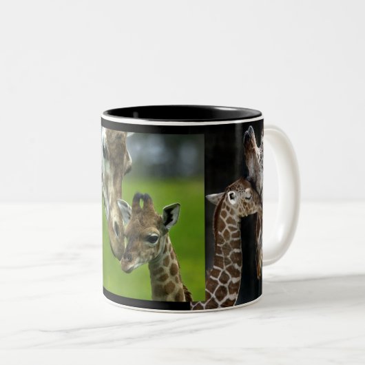Tasse Giraffen Mutter + Kind Tweekleurige Koffiemok (Voorkant rechts)