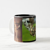 Tasse Giraffen Mutter + Kind Tweekleurige Koffiemok (Voorkant links)