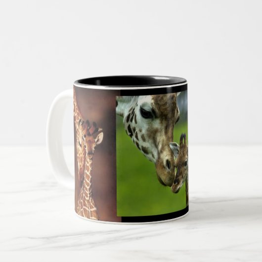 Tasse Giraffen Mutter + Kind Tweekleurige Koffiemok (Voorkant links)