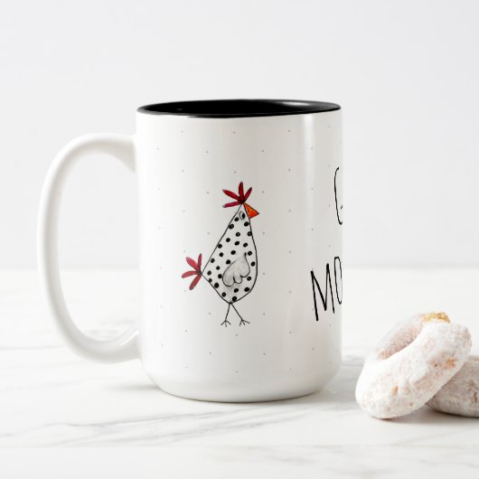 Tasse kippen good morning tweekleurige koffiemok (Met donut)