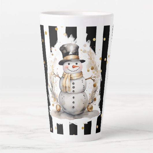 Tasse Latte Groß Snowman and Stripes Var01 Latte Mok (Voorkant)