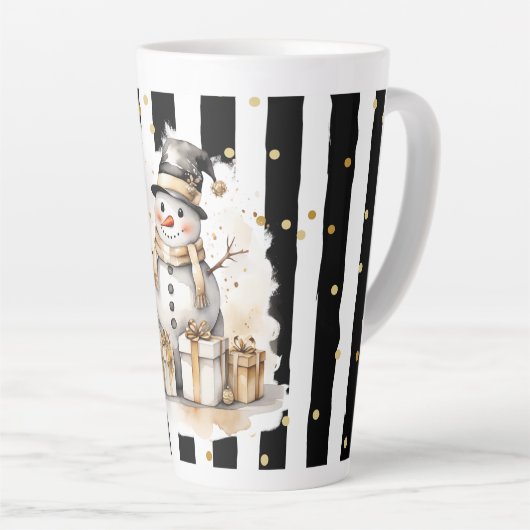 Tasse Latte Groß Snowman and Stripes Var04 Latte Mok (Rechterhoek)