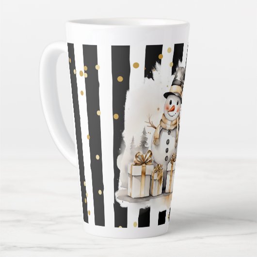 Tasse Latte Groß Snowman and Stripes Var04 Latte Mok (Linkerhoek)