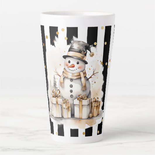 Tasse Latte Groß Snowman and Stripes Var04 Latte Mok (Voorkant)