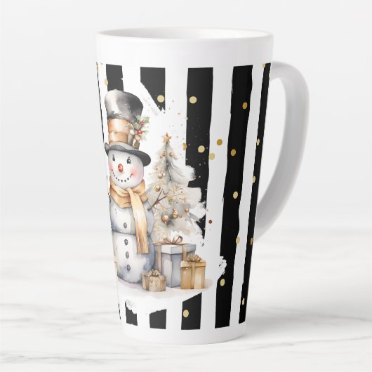 Tasse Latte Groß Snowman and Stripes Var05 Latte Mok (Rechterhoek)