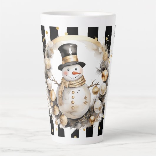 Tasse Latte Groß Snowman and Stripes Var07 Latte Mok (Voorkant)