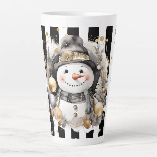 Tasse Latte Groß Snowman and Stripes Var08 Latte Mok (Voorkant)
