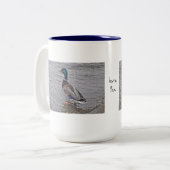 Tasse lustige Ente: plezier Tweekleurige Koffiemok (Voorkant links)