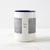 Tasse lustige Ente: plezier Tweekleurige Koffiemok (Center)