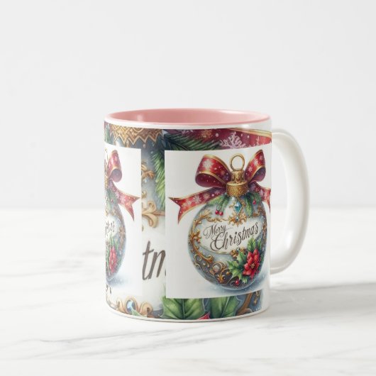 Tasse Merry Christmas Tweekleurige Koffiemok (Voorkant rechts)