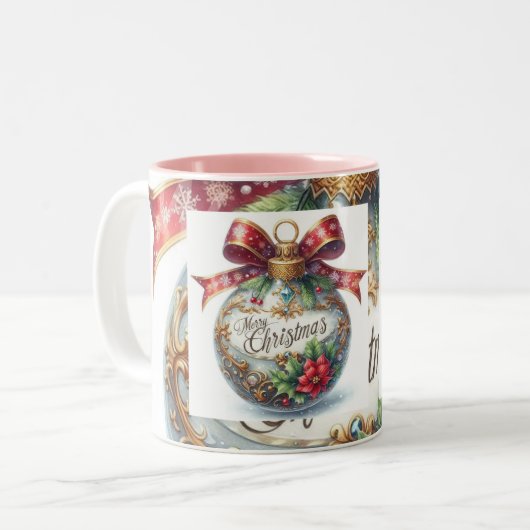 Tasse Merry Christmas Tweekleurige Koffiemok (Voorkant links)