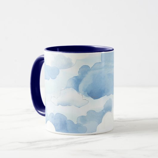 Tasse mit hellblauen Wolkendesign 350ml Mok (Voorkant links)