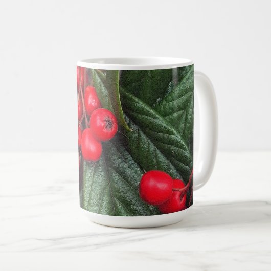 Tasse mit herbstlichen, roten Vogelbeeren Koffiemok (Voorkant rechts)