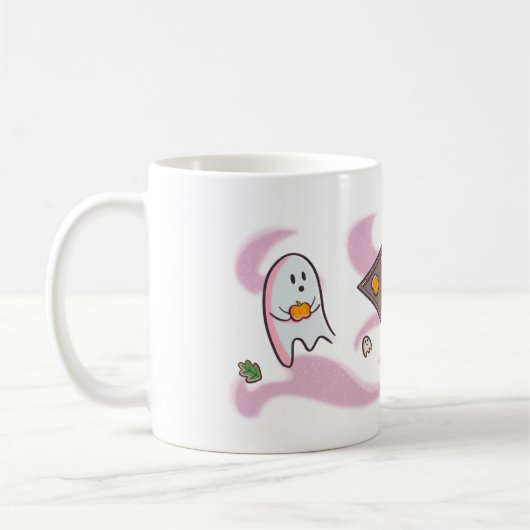 Tasse mit süßen Geistern die Kekse essen Koffiemok (Links)