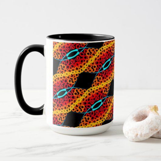 Tasse MUG Jimette Design Orange, rood en zwart Mok (Met donut)