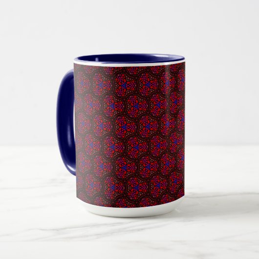 Tasse MUG Jimette Design Red en Blue Mok (Voorkant links)