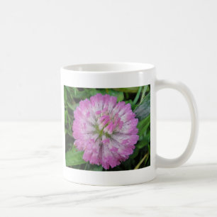 Tasse rosa Kleeblüte mit Wassertropfen Koffiemok