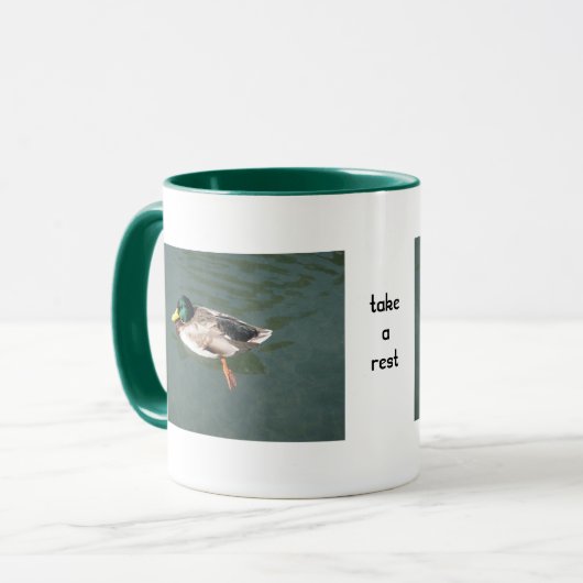 Tasse ruhende Ente: rest even Mok (Voorkant links)