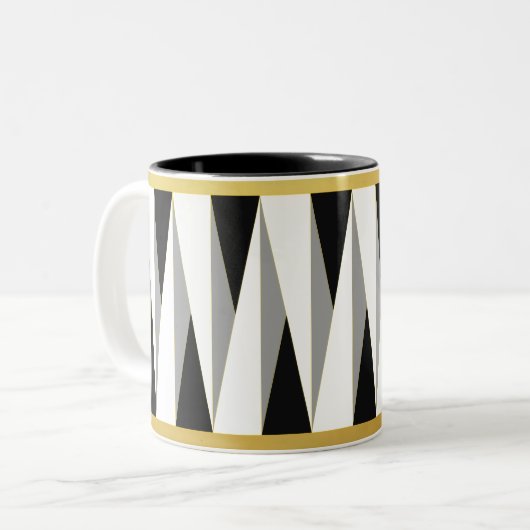 tasse | schwarz | weiss | gold | triangle °2 tweekleurige koffiemok (Voorkant links)