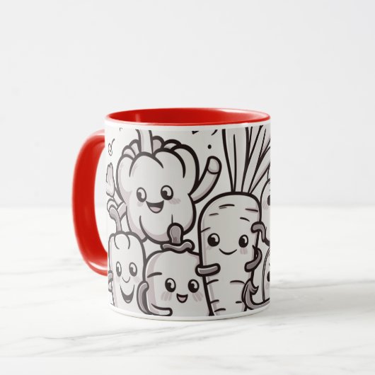 Tasse Smiling Veggies Coffee Mug Mok (Voorkant links)