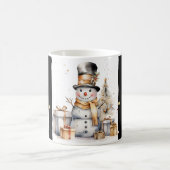 Tasse Snowman Watercolor Stripes Black Gold Var05 Koffiemok (Center)