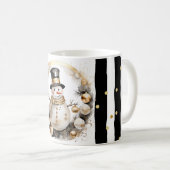 Tasse Snowman Watercolor Stripes Black Gold Var07 Koffiemok (Voorkant rechts)