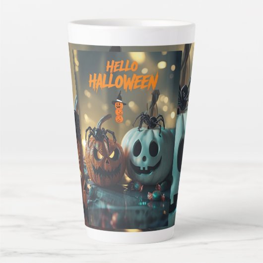 Tasse van Citrouille Hello Halloween! Latte Mok (Voorkant)