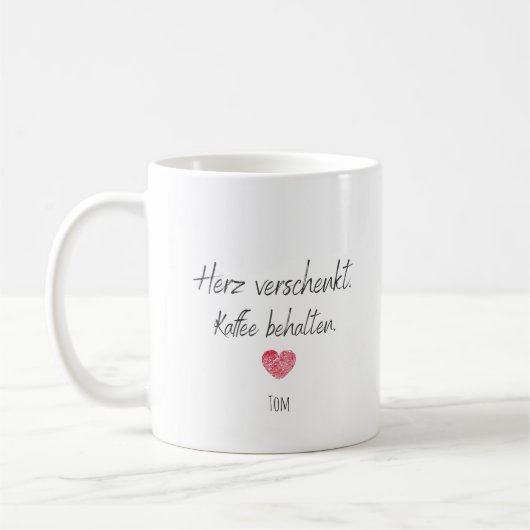 Tasse zum Valentinstag personalisierbar Geschenk Koffiemok (Links)