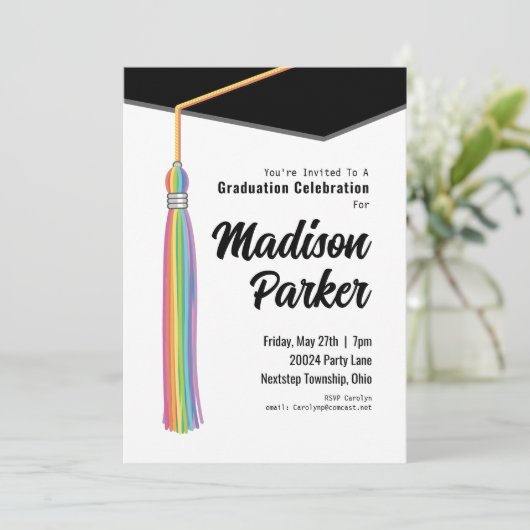 Tassel Afstudeerfeest Uitnodiging (Staand voorkant)