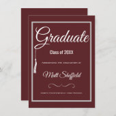 Tassel Afstuderen Aankondiging Grey en Maroon (Voorkant / Achterkant)