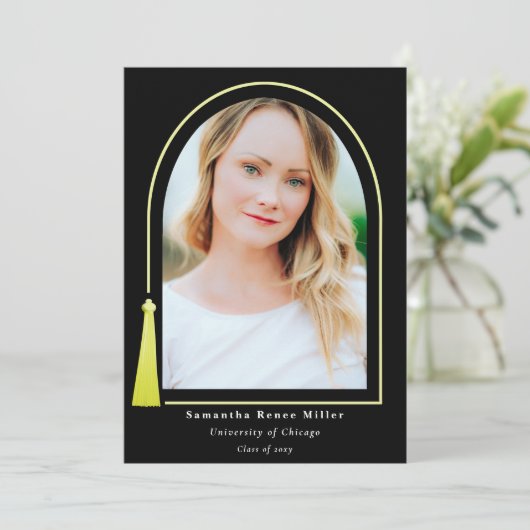 Tassel Arch Modern Minimal 2 Foto Afstuderen Kaart (Staand voorkant)