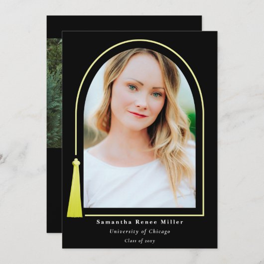 Tassel Arch Modern Minimal 2 Foto Afstuderen Kaart (Voorkant / Achterkant)