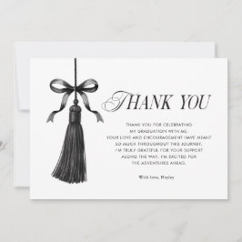 Tassel Black Bow Graduation Party Photo Bedankkaart