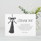 Tassel Black Bow Graduation Party Photo Bedankkaart (Staand voorkant)