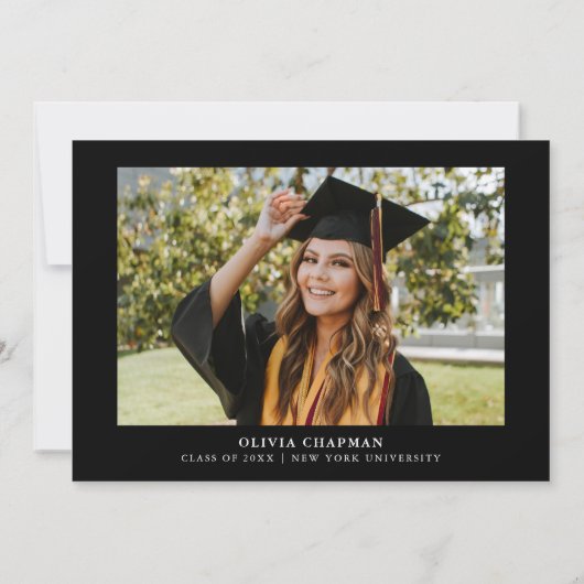 Tassel Black Bow Graduation Party Photo Bedankkaart (Achterkant)