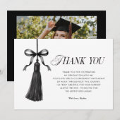 Tassel Black Bow Graduation Party Photo Bedankkaart (Voorkant / Achterkant)