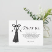 Tassel Black Bow Graduation Party Simple Bedankkaart (Staand voorkant)