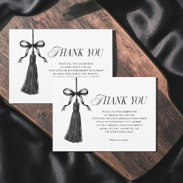 Tassel Black Bow Graduation Party Simple Bedankkaart