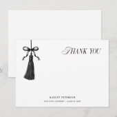 Tassel Black Bow Graduation Party Thank You Note (Voorkant / Achterkant)