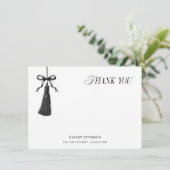 Tassel Black Bow Graduation Party Thank You Note (Staand voorkant)