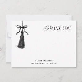 Tassel Black Bow Graduation Party Thank You Note