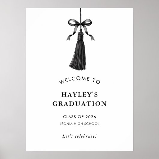 Tassel Black Bow Graduation Party Welcome Poster (Voorkant)