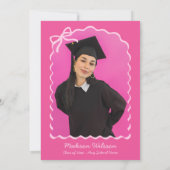 Tassel & Bow Roze Afstudeerder Foto 2025 Afstudere Bedankkaart (Achterkant)